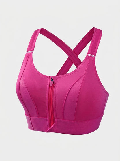 Zip-Front Sports Bra with Velcro Straps