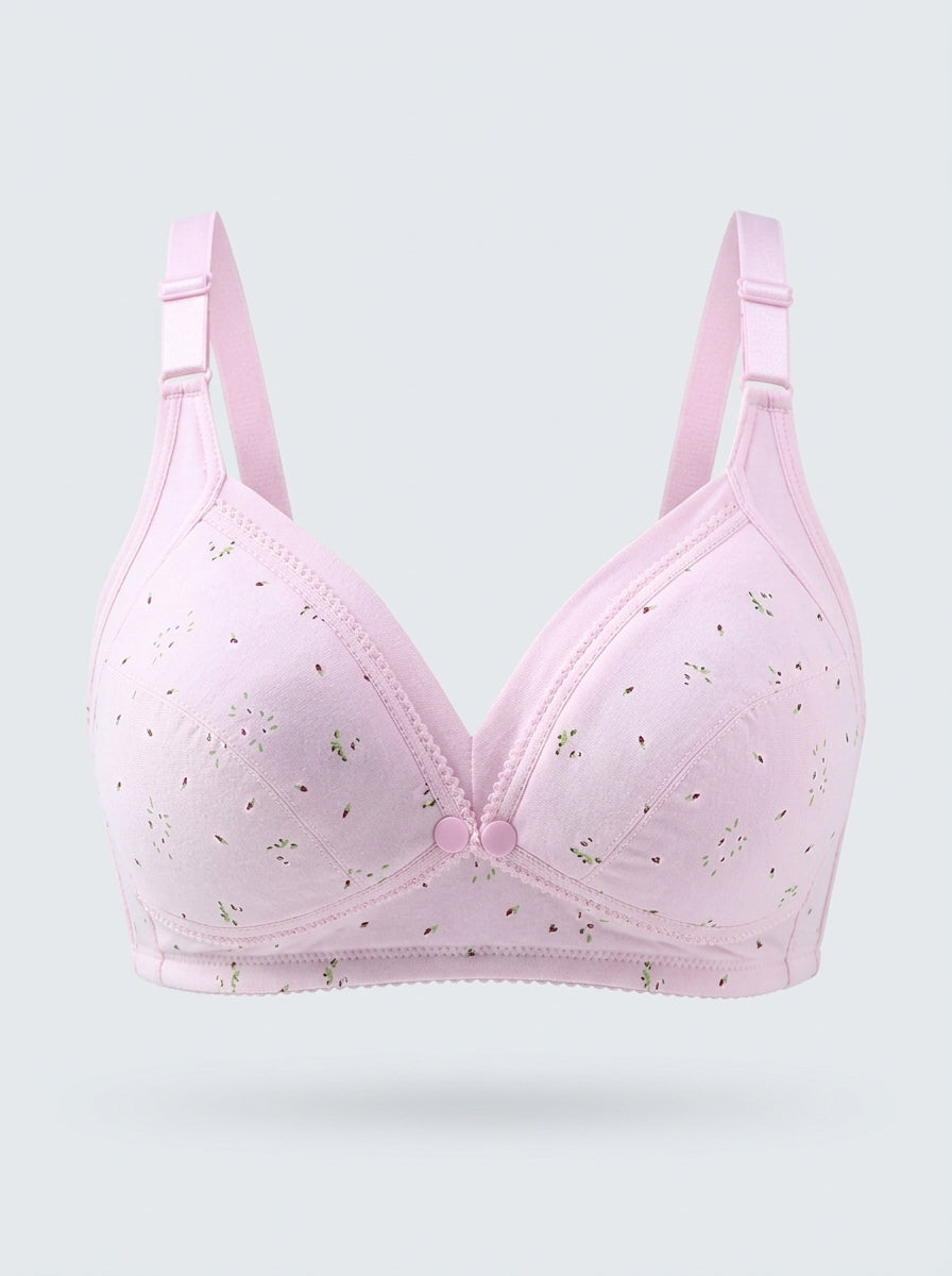 Floral Print Nursing Bra with Drop-Down Cup