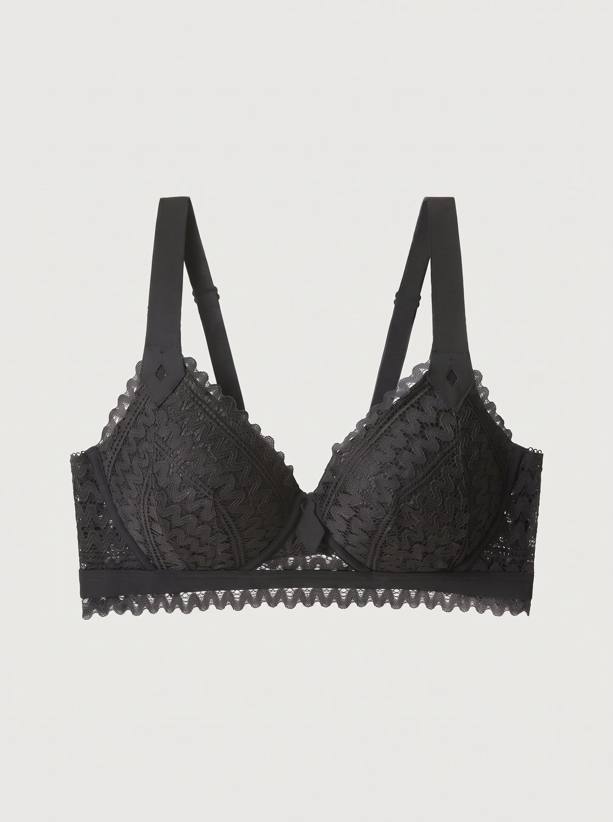 Crochet Lace Push-Up Bralette with Scalloped Trim
