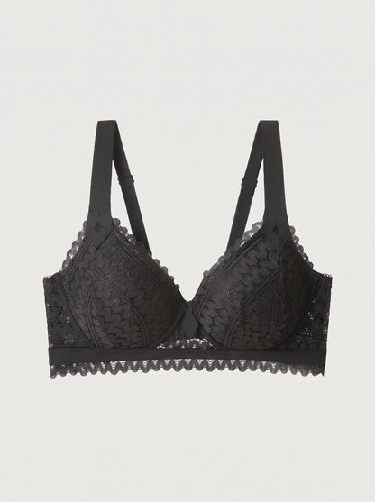 Crochet Lace Push-Up Bralette with Scalloped Trim