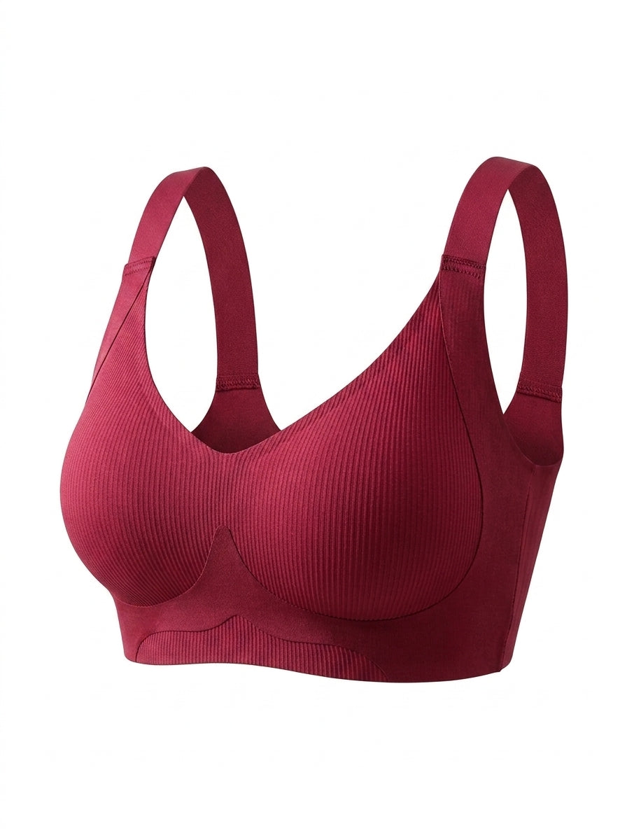 Wireless Ribbed Bra with Secure Wraparound
