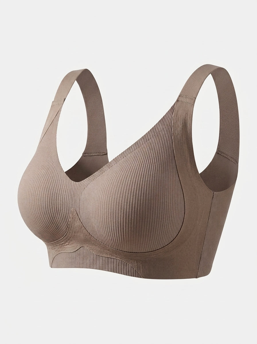 Wireless Ribbed Bra with Secure Wraparound