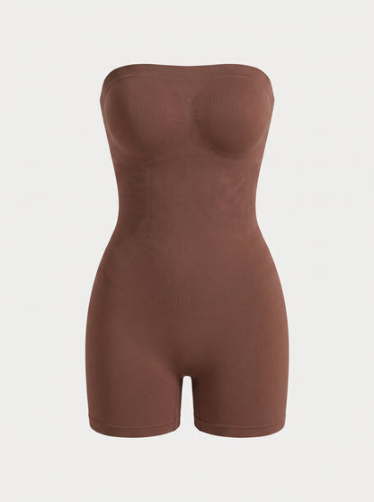 Strapless Shapewear Bodysuit with Mid Thigh Shorts