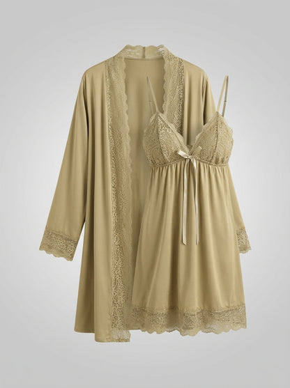 2-Piece Lace-Trim Babydoll Nightgown
