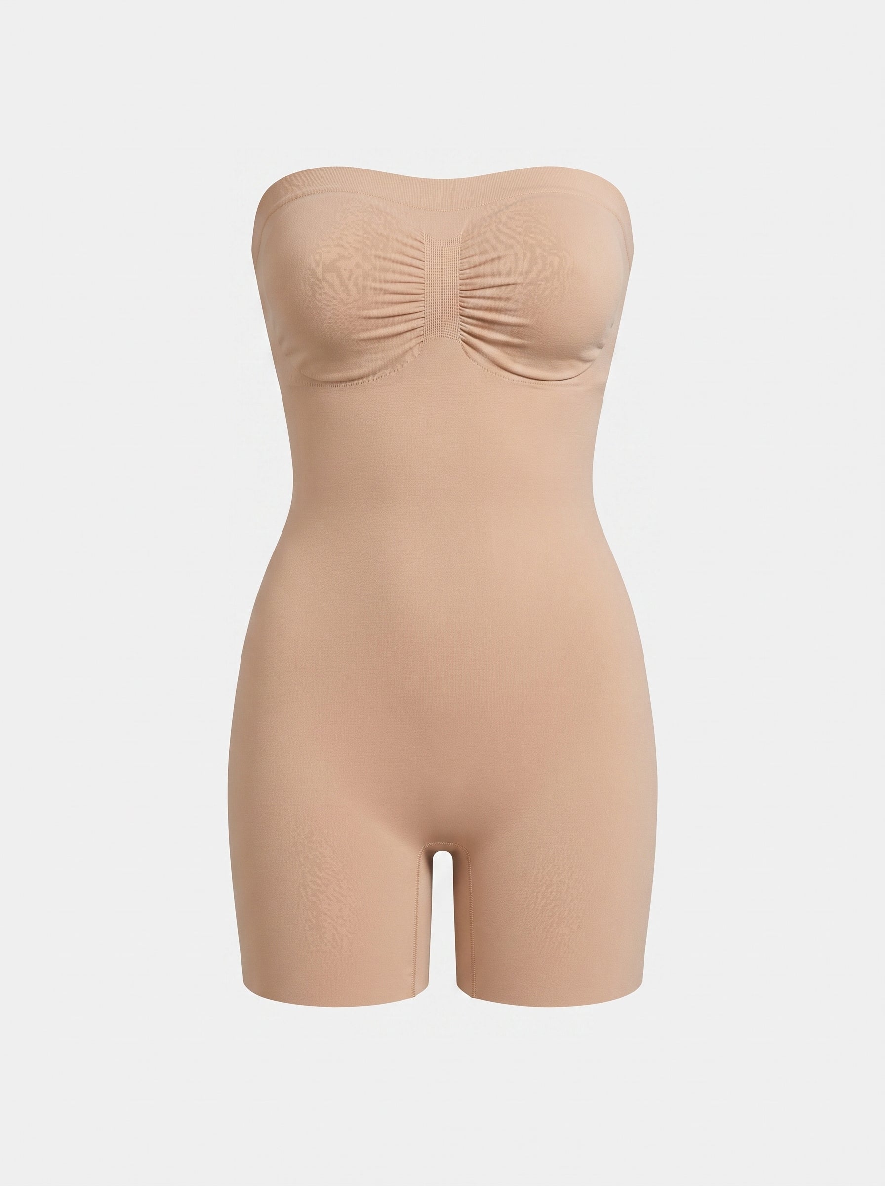 Strapless Shapewear Bodysuit with Mid Thigh Shorts