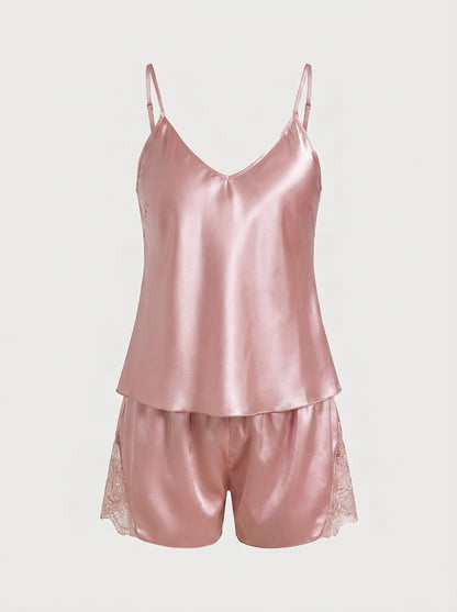 Silky Lace-Trim Pyjama Cami Set