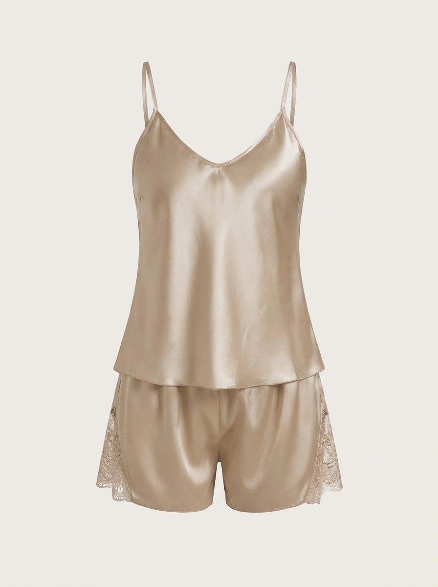 Silky Lace-Trim Pyjama Cami Set