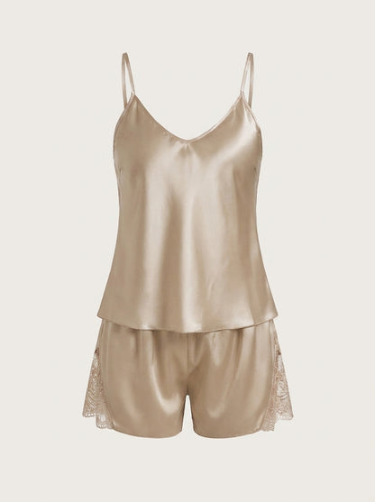 Silky Lace-Trim Pyjama Cami Set