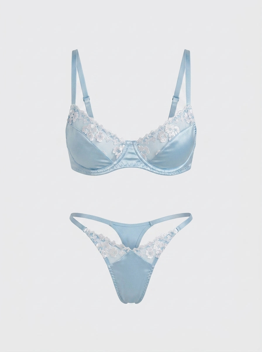 Floral Lace Underwire Sheer Lingerie