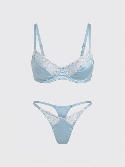 Floral Lace Underwire Sheer Lingerie