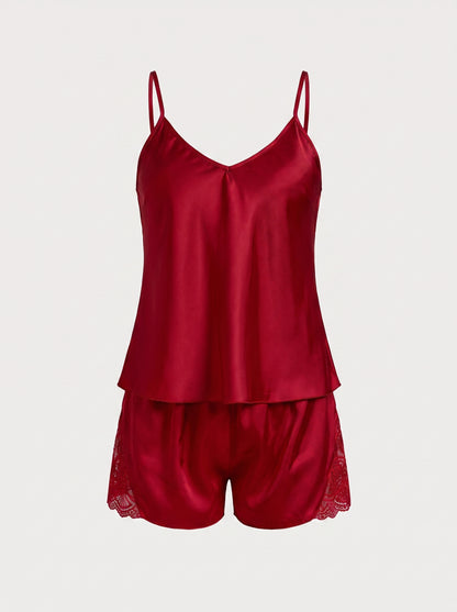 Silky Lace-Trim Pyjama Cami Set