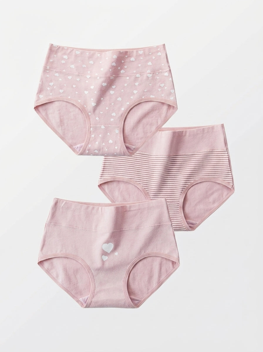 3pcs High-Waisted Cotton Briefs with Tummy Control