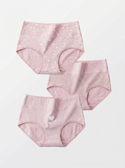 3pcs High-Waisted Cotton Briefs with Tummy Control