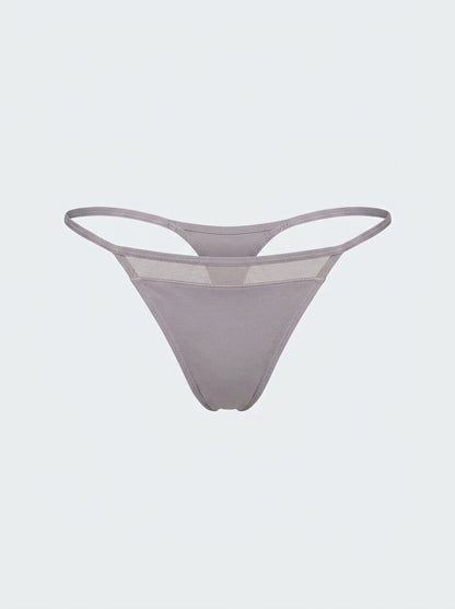 2-Piece Set Low-Rise Micro Thong with Sheer Mesh Front Panel