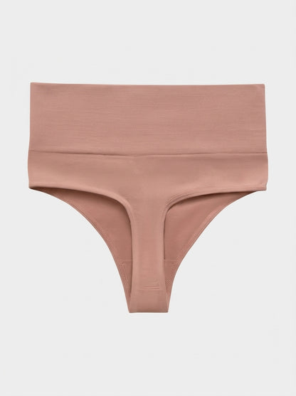 2-Piece Set Seamless High-Waist Thong with Tummy-Shaping