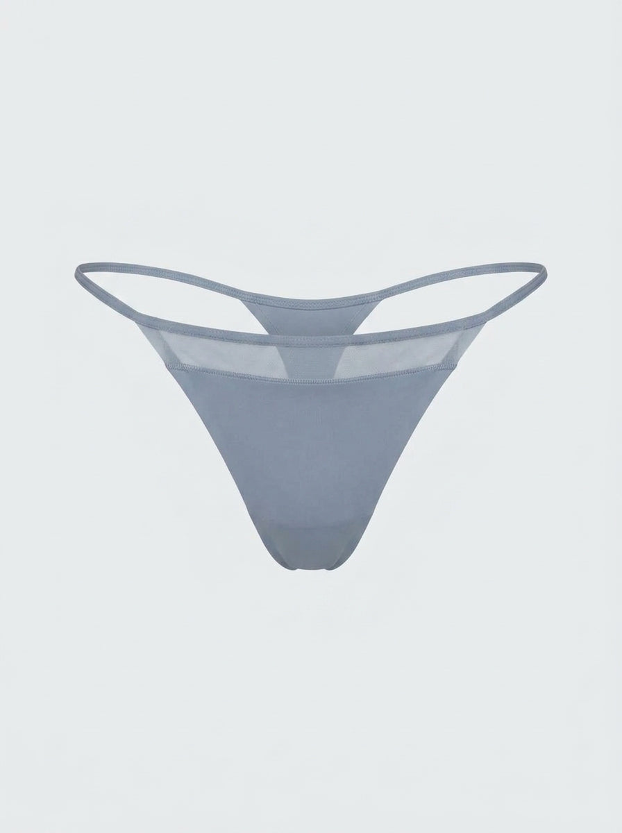 2-Piece Set Low-Rise Micro Thong with Sheer Mesh Front Panel