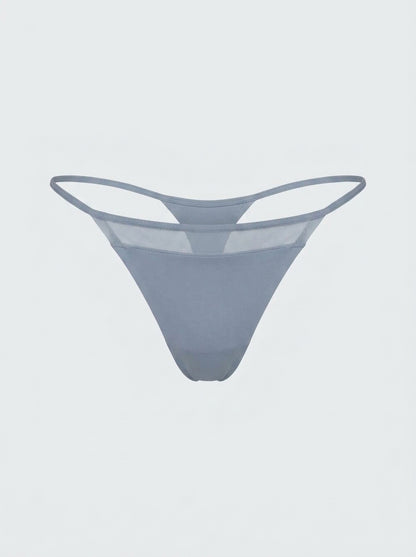 2-Piece Set Low-Rise Micro Thong with Sheer Mesh Front Panel