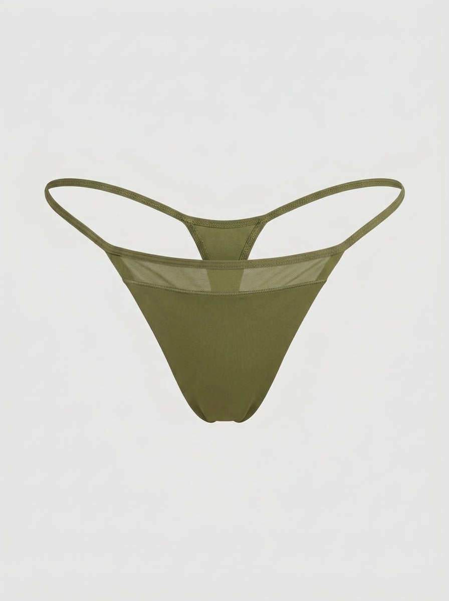 2-Piece Set Low-Rise Micro Thong with Sheer Mesh Front Panel