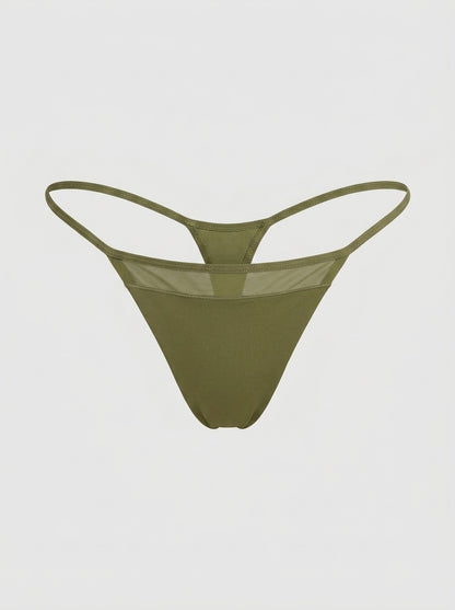 2-Piece Set Low-Rise Micro Thong with Sheer Mesh Front Panel