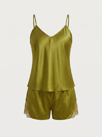 Silky Lace-Trim Pyjama Cami Set