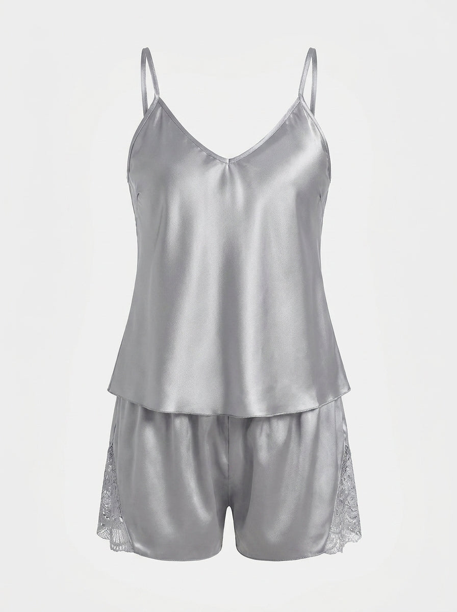 Silky Lace-Trim Pyjama Cami Set