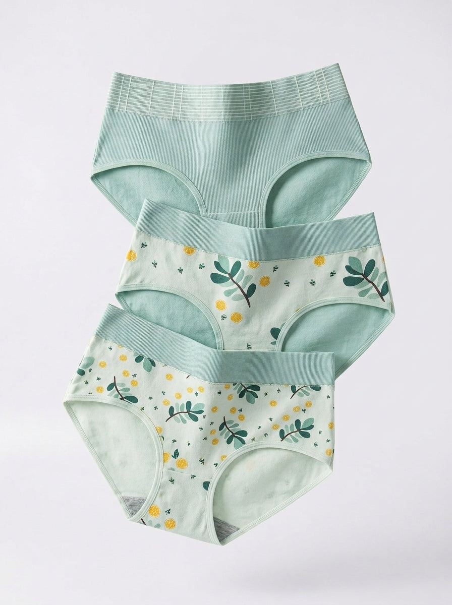 3pcs High-Waisted Cotton Briefs with Tummy Control