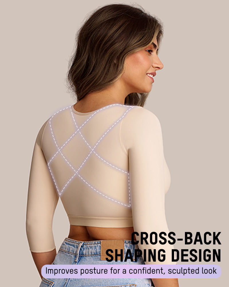 Front Closure Compression Bra with Arm Sleeves