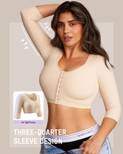 Front Closure Compression Bra with Arm Sleeves