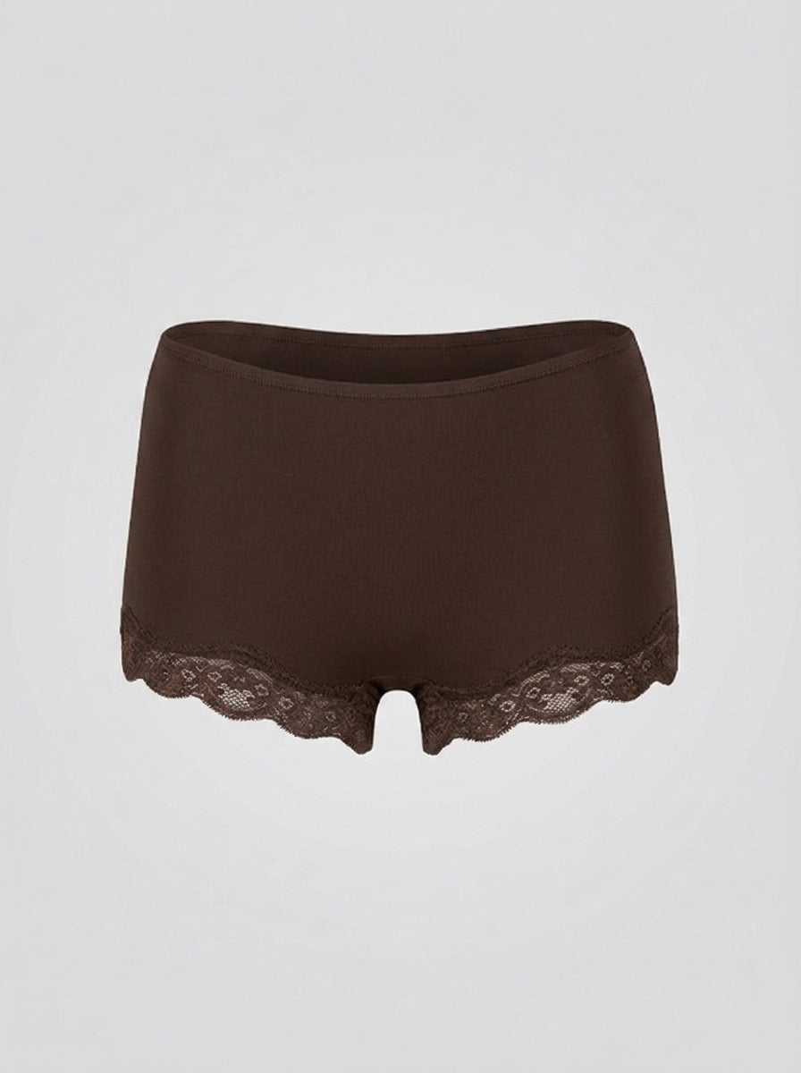 Lace Boy Shorts with Seamless Fit