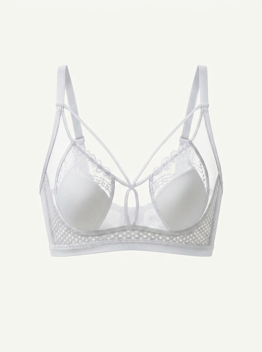 Sheer Mesh Wire-Free Bra with Double Straps