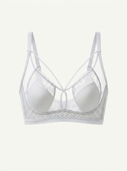 Sheer Mesh Wire-Free Bra with Double Straps