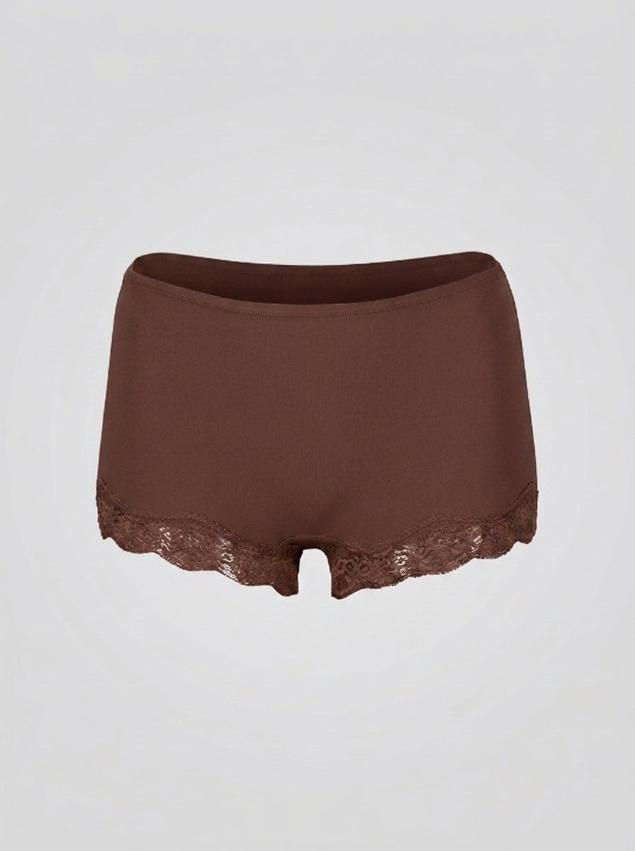 Lace Boy Shorts with Seamless Fit