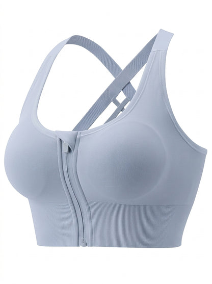 Zip-Front Sports Bra with Racerback Straps