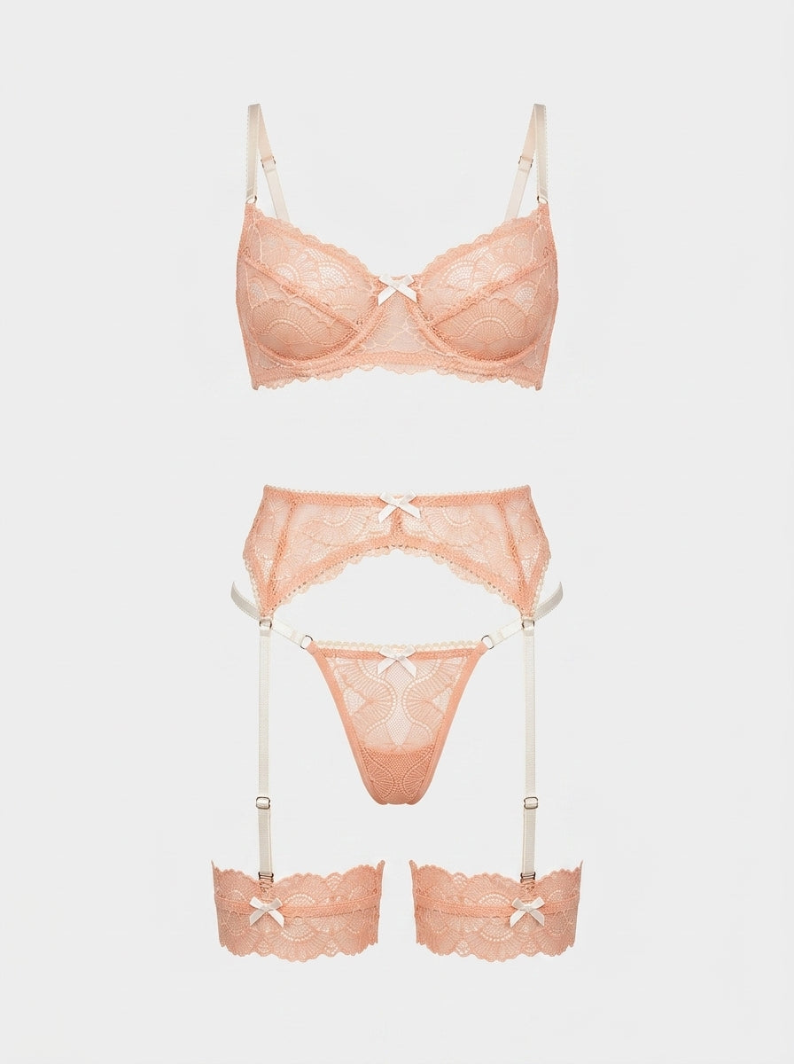 3-Piece Floral Lace Lingerie Set