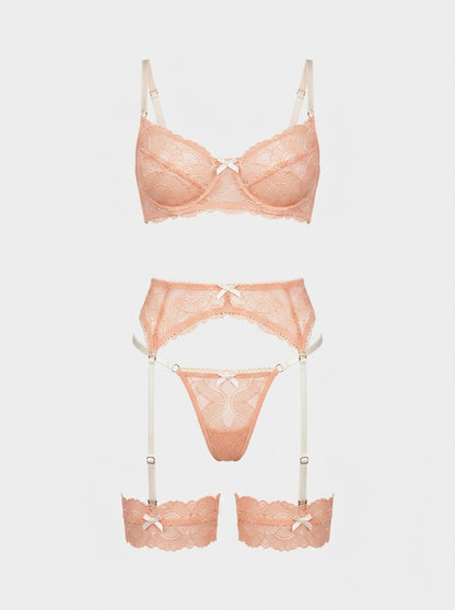 3-Piece Floral Lace Lingerie Set