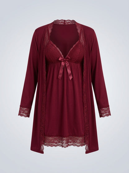 2-Piece Lace-Trim Babydoll Nightgown