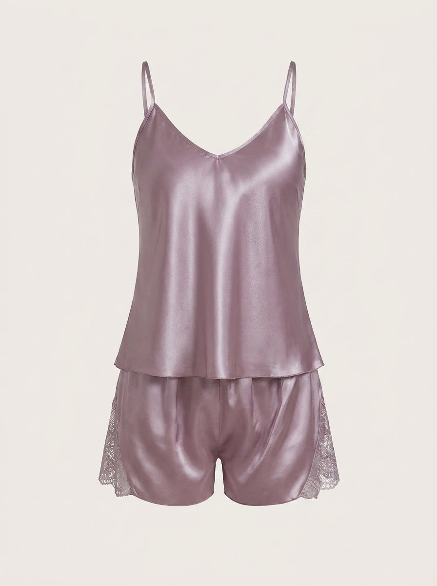 Silky Lace-Trim Pyjama Cami Set