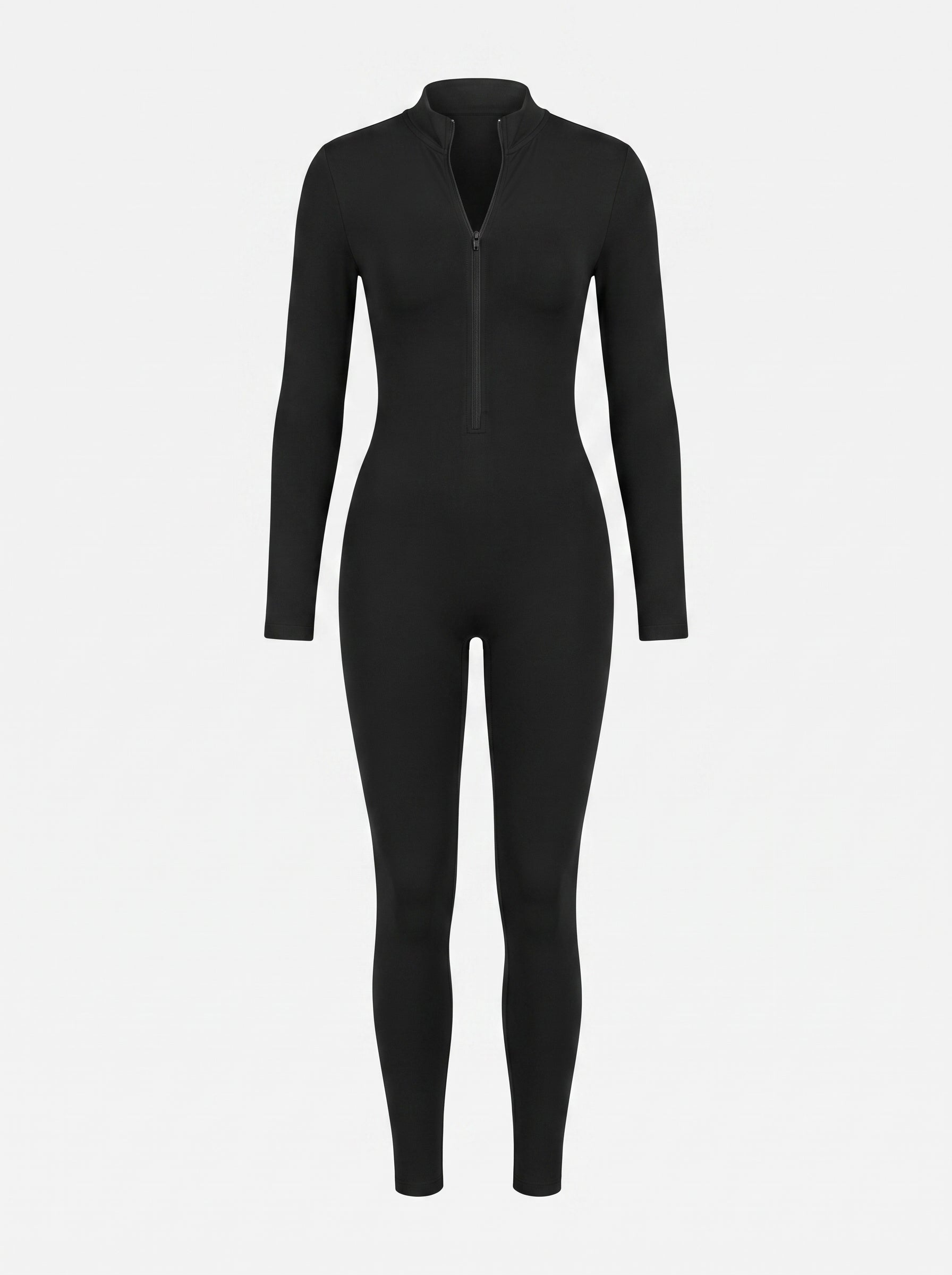 Long Sleeve Zip-Up Bodycon Jumpsuit