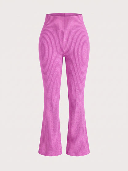 High-Waisted Ribbed Flare Leggings