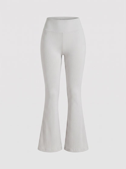 High-Waisted Ribbed Flare Leggings