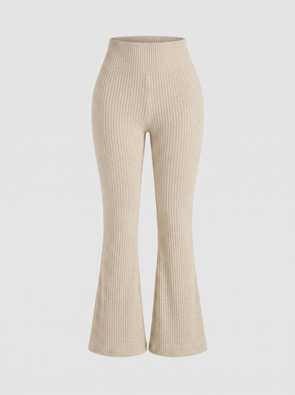 High-Waisted Ribbed Flare Leggings