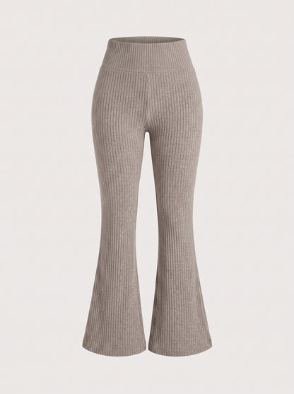 High-Waisted Ribbed Flare Leggings