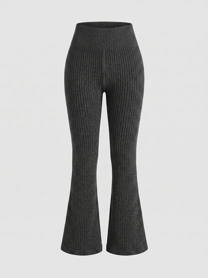 High-Waisted Ribbed Flare Leggings