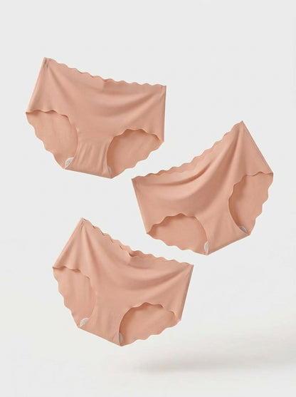 3-Piece Set Seamless Scalloped Waistband Panty