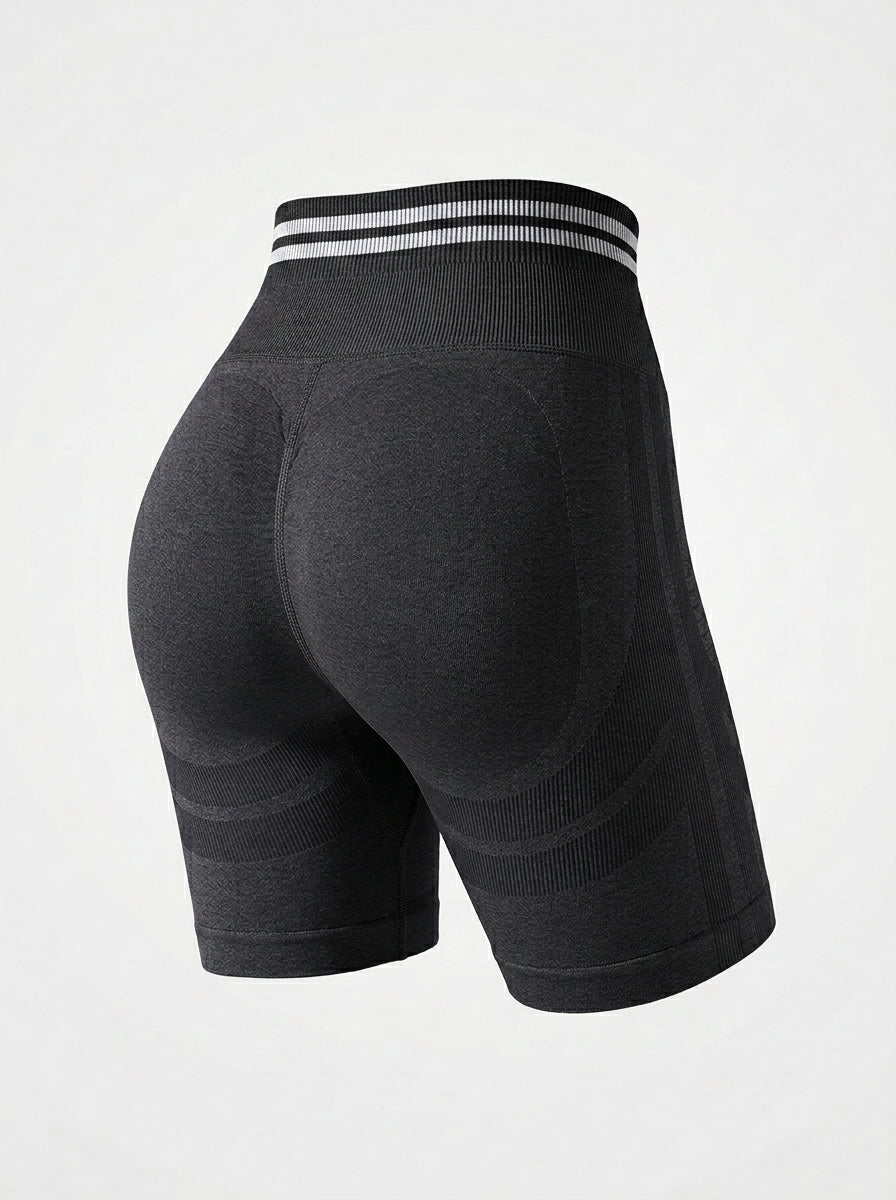 Sport Biker Shorts with Striped Waistband