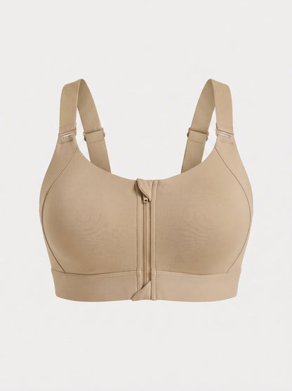 Zip-Front Sports Bra with Velcro Straps