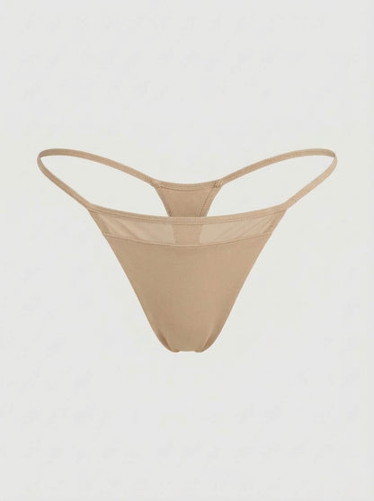 2-Piece Set Low-Rise Micro Thong with Sheer Mesh Front Panel