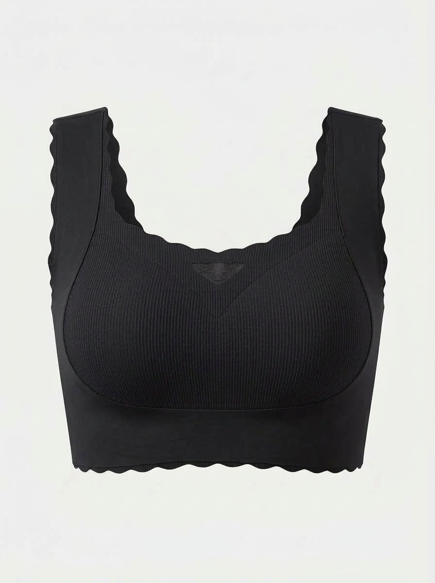 Ribbed Seamless Bralette with Scalloped Trim