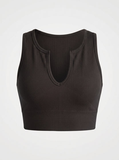 Ribbed Push-Up Cutout Crop Top