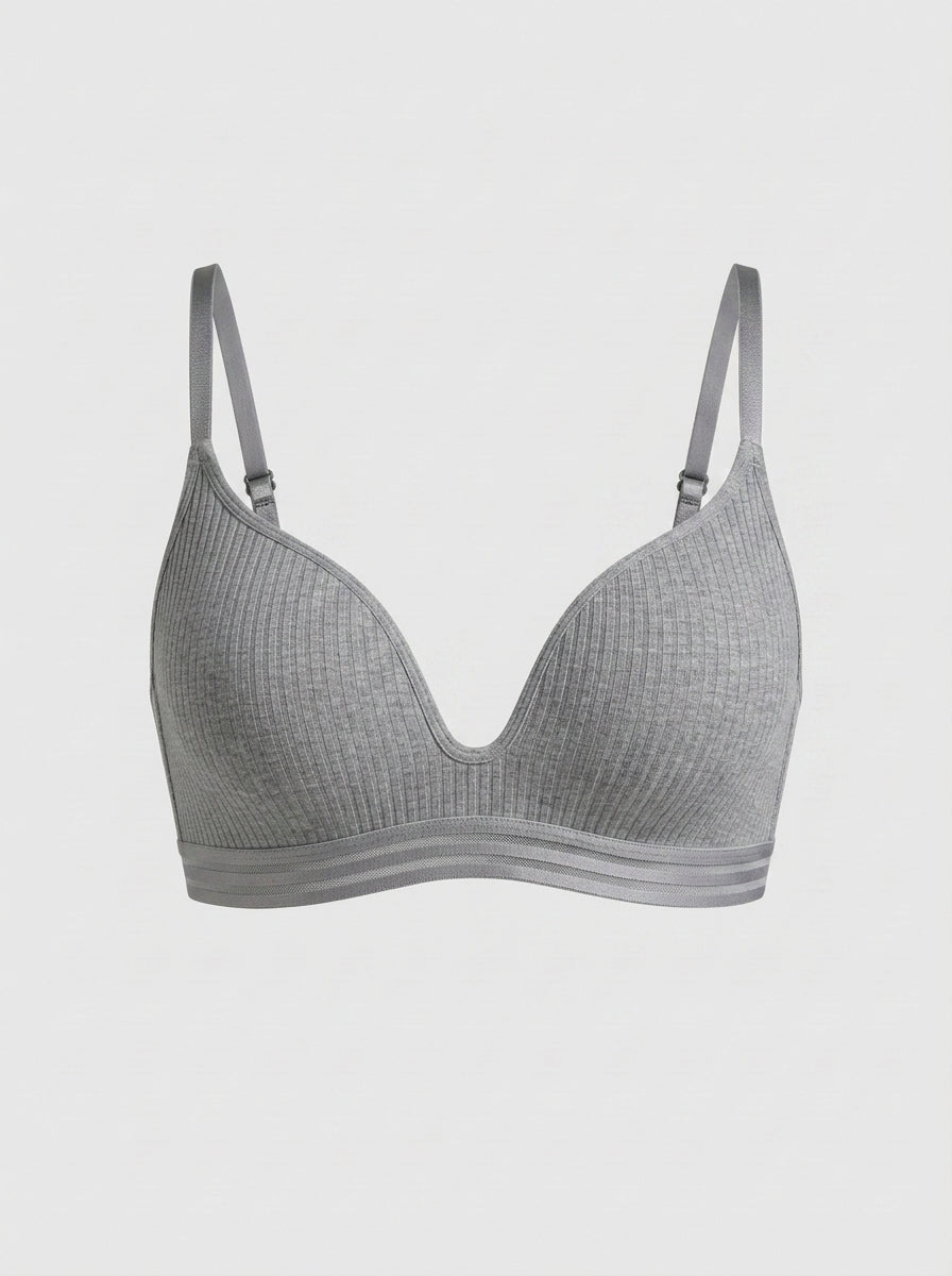 Ribbed V-Neck Support Bralette